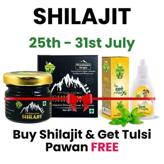 Vedic Shilajit (20g) Improve Strength, Power & Stamina + Free Tulsi Pawan